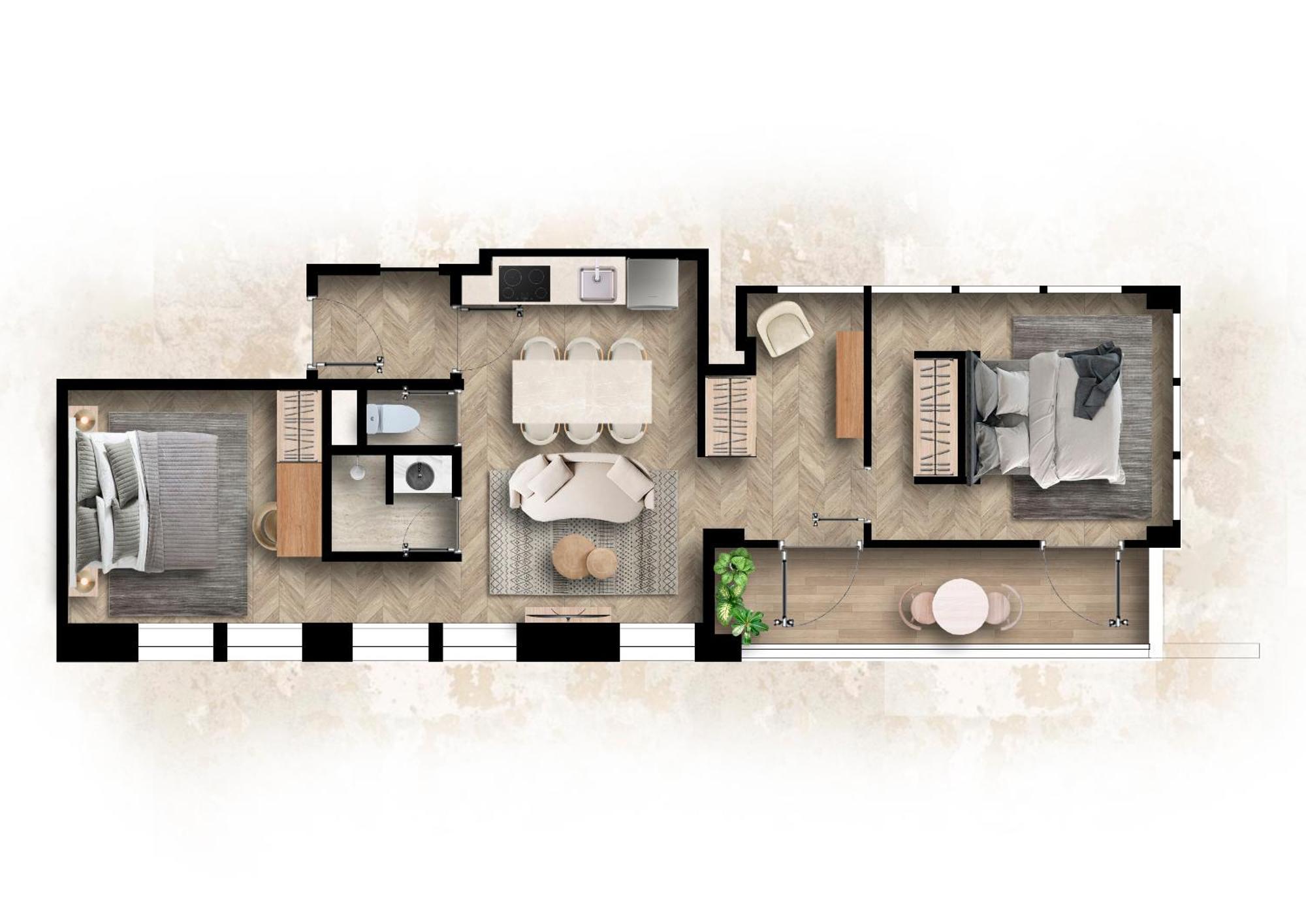 Two-Bedroom Apartment Balcony Terrace