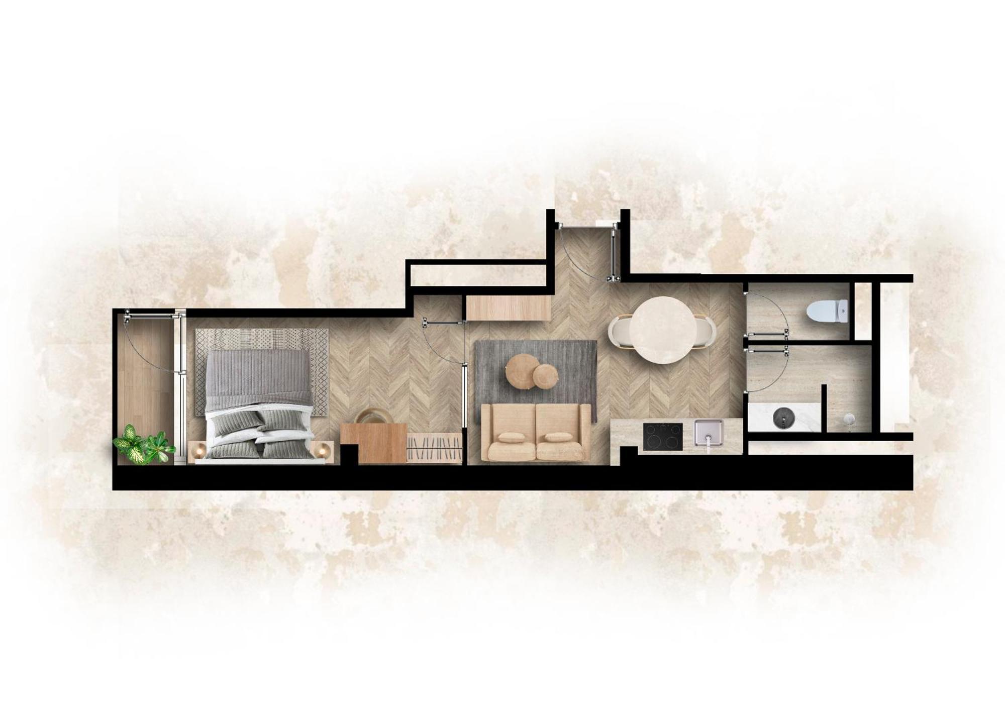 One-Bedroom Apartment Balcony
