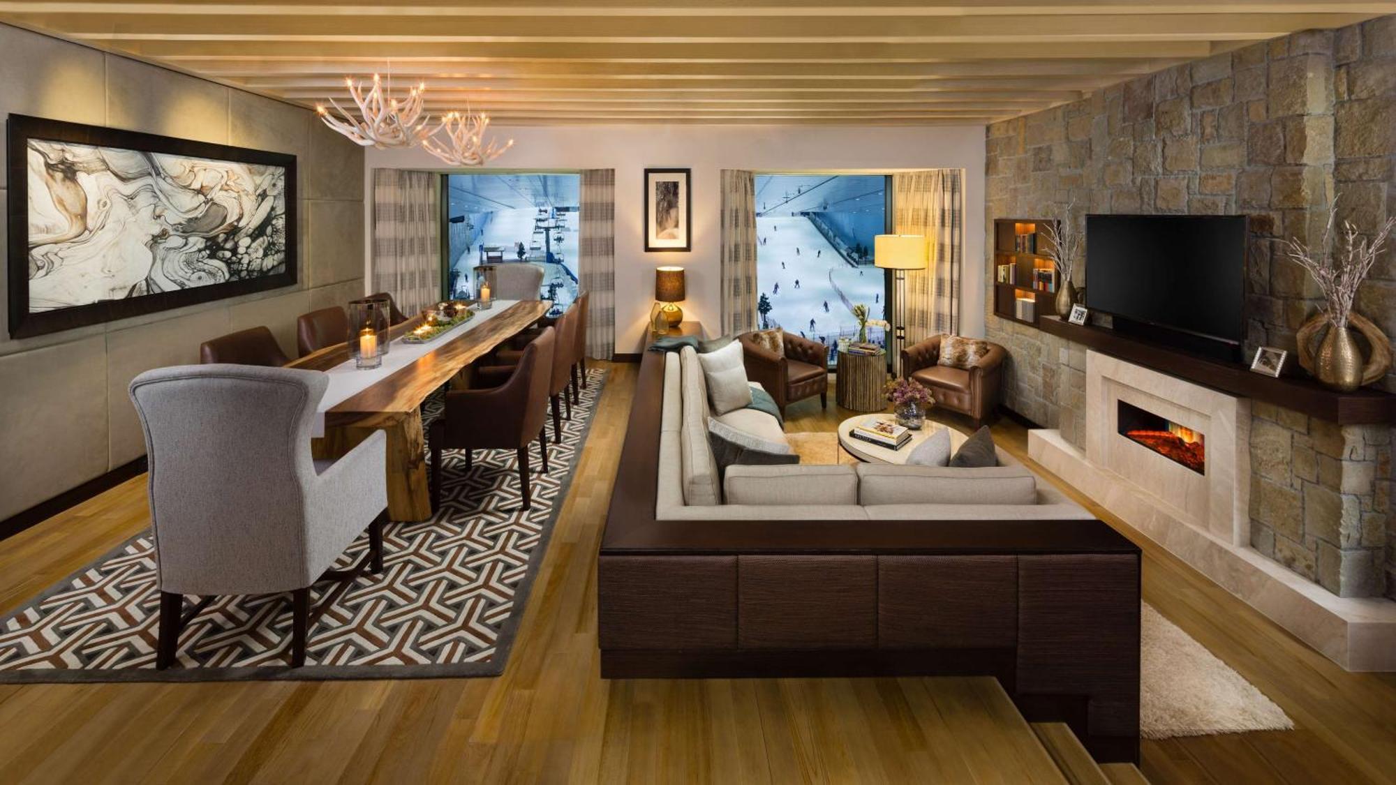 Aspen Two-Bedroom Ski Chalet Access to Snow Park Ski Dubai 2 Private Butler DXB Airport Transfers Lounge Access including Afternoon Tea Evening Cocktail Hours Soft Refreshments & Canapes