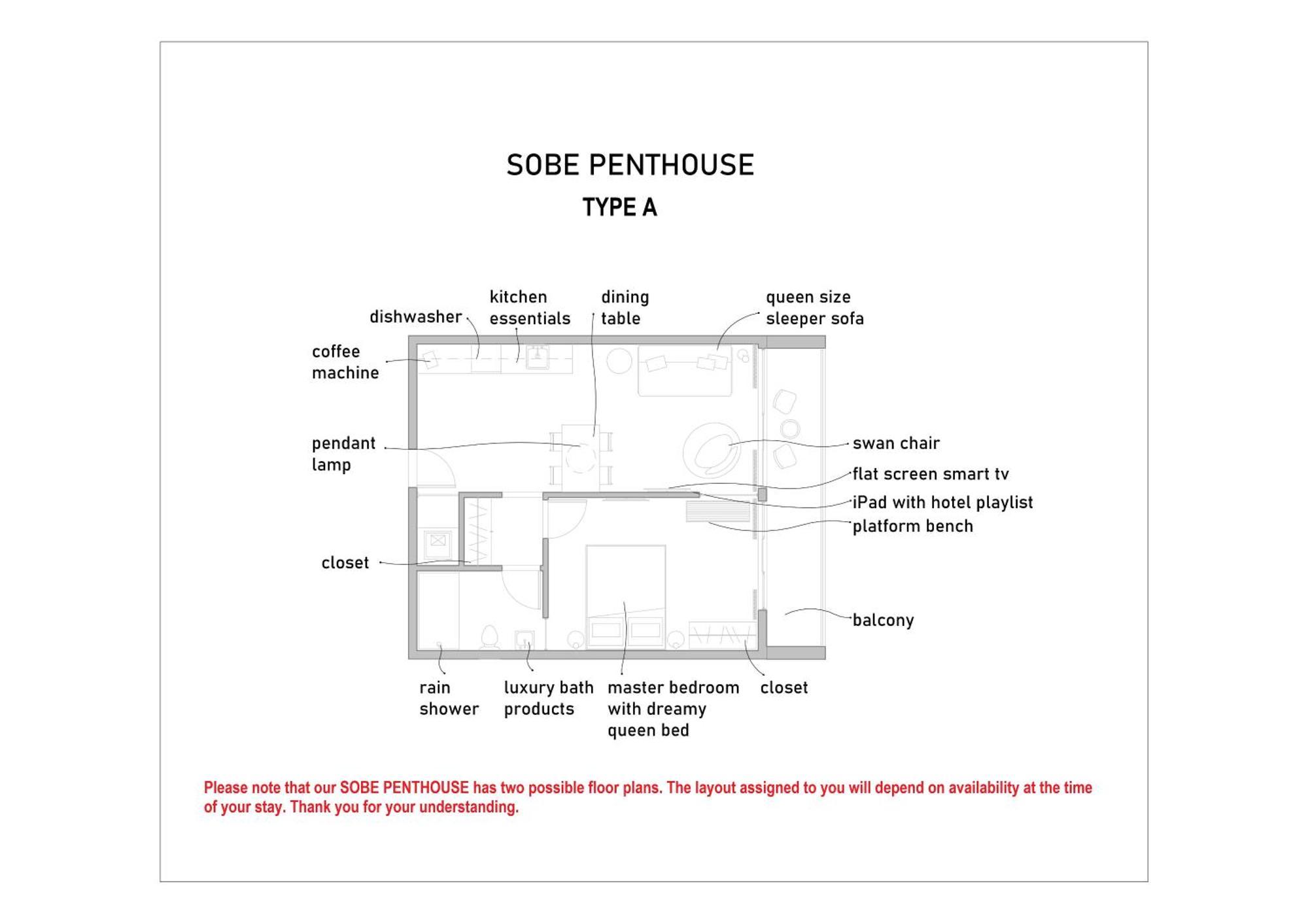 Sobe Penthouse Kitchenette Balcony